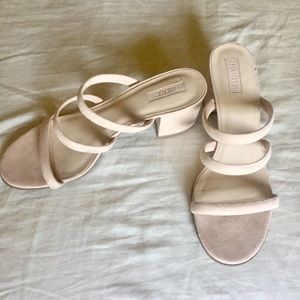 Faux Suede Nude Sandal Heels